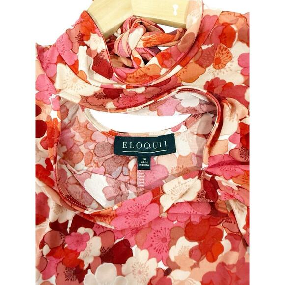 Eloquii High Neck Retro Style Colorful Floral Stretch Midi Dress Mod Womens 14 - Picture 5 of 9